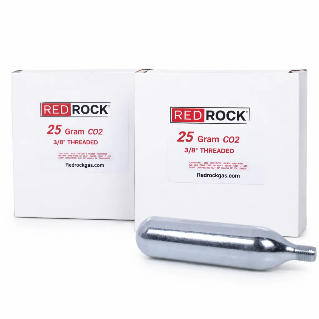 RedRock 25g Threaded CO2 Cartridges — Beverage Grade